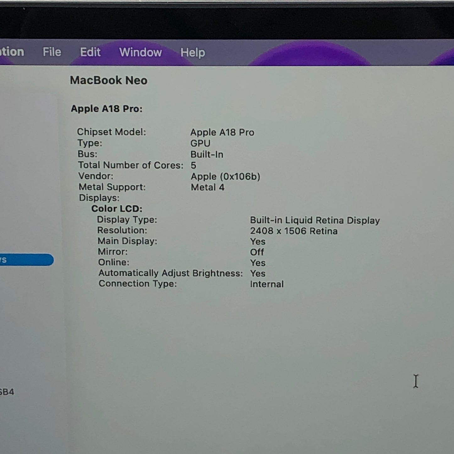 2026 Apple MacBook Neo 13" A18 Pro 5C GPU 4.0GHz 8GB RAM 256GB SSD MHFA4LL/A