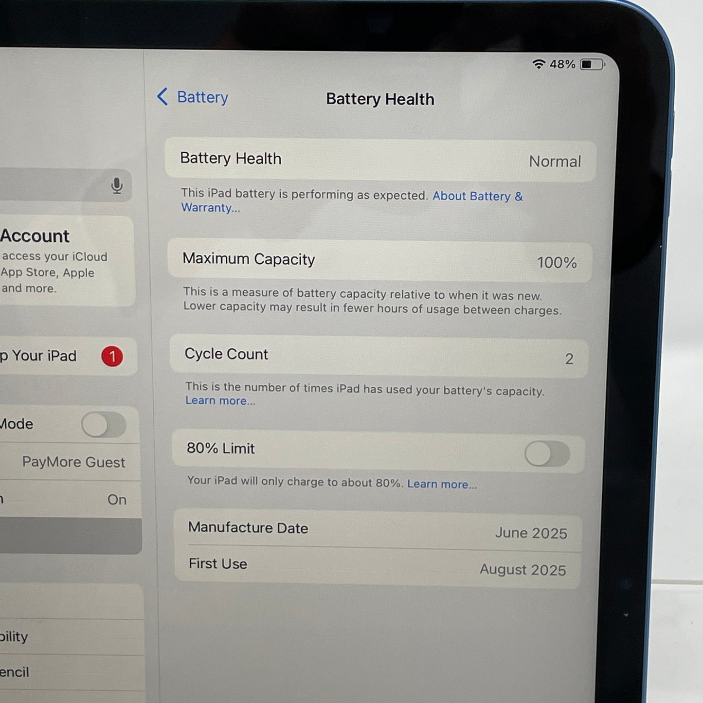 WiFi Only Apple iPad 11" (A16) 128GB Blue MD4A4LL/A