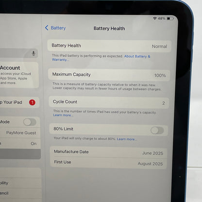 WiFi Only Apple iPad 11" (A16) 128GB Blue MD4A4LL/A