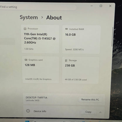 Dell Latitude 3420 14" i5-1145G7 1.5GHz 8GB RAM 256GB SSD