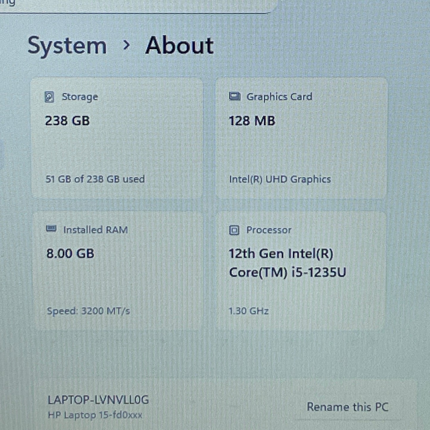HP Laptop 15-fd0445nr 15.6" i5-1235u 1.3GHz 8GB RAM 256GB SSD