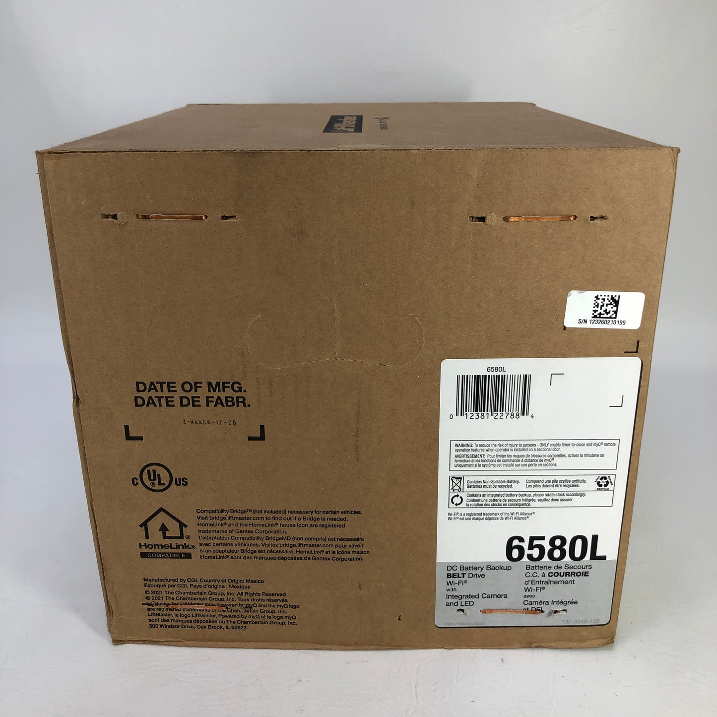 New Liftmaster 6580L1HPs DC Belt Garage Door Opener w/ Camera & Battery Backup