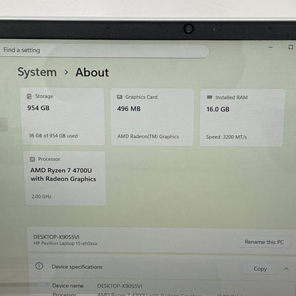 HP Pavilion 15-EH0015CL 15.6" Ryzen 7 4700U 2.0GHz 16GB RAM 1TB SSD