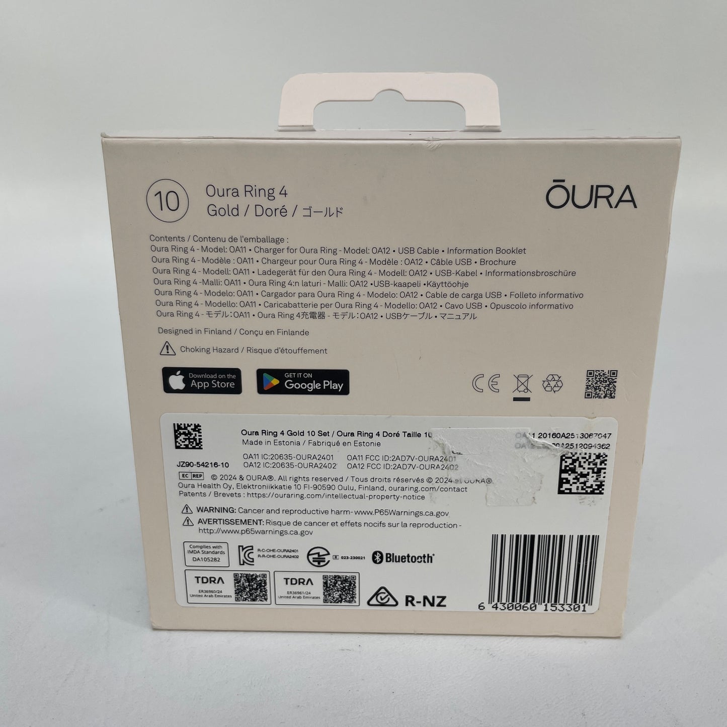 New Oura Ring 4 Size 10 Activity Tracker Gold JZ90-54216-10