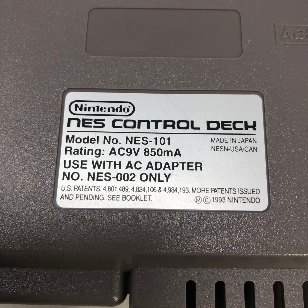 Nintendo Top Loarder Console Gaming System Only NES-101 Gray