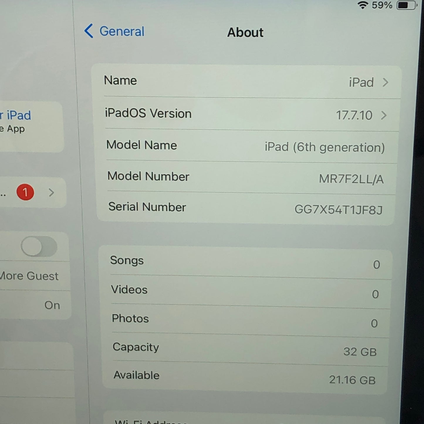 WiFi Only Apple iPad 6th Gen 32GB Space Gray MR7F2LL/A