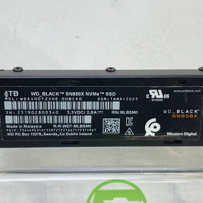 Western Digital WD M.2 2280 Black SN850X 4TB PCIe 4.0 x4 (NVMe) SSD WDS400T2XHE