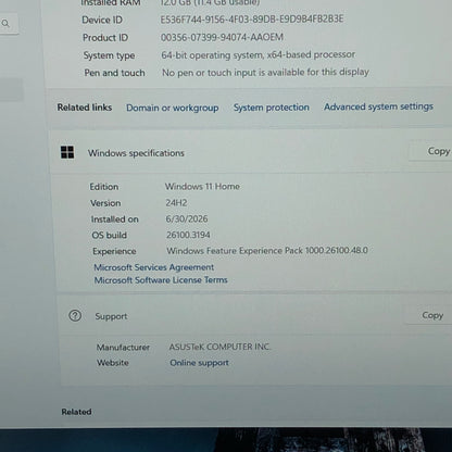 Asus Vivobook 16 M1603Q 16" Ryzen 7 5800HS 3.2GHz 12GB RAM 512GB SSD