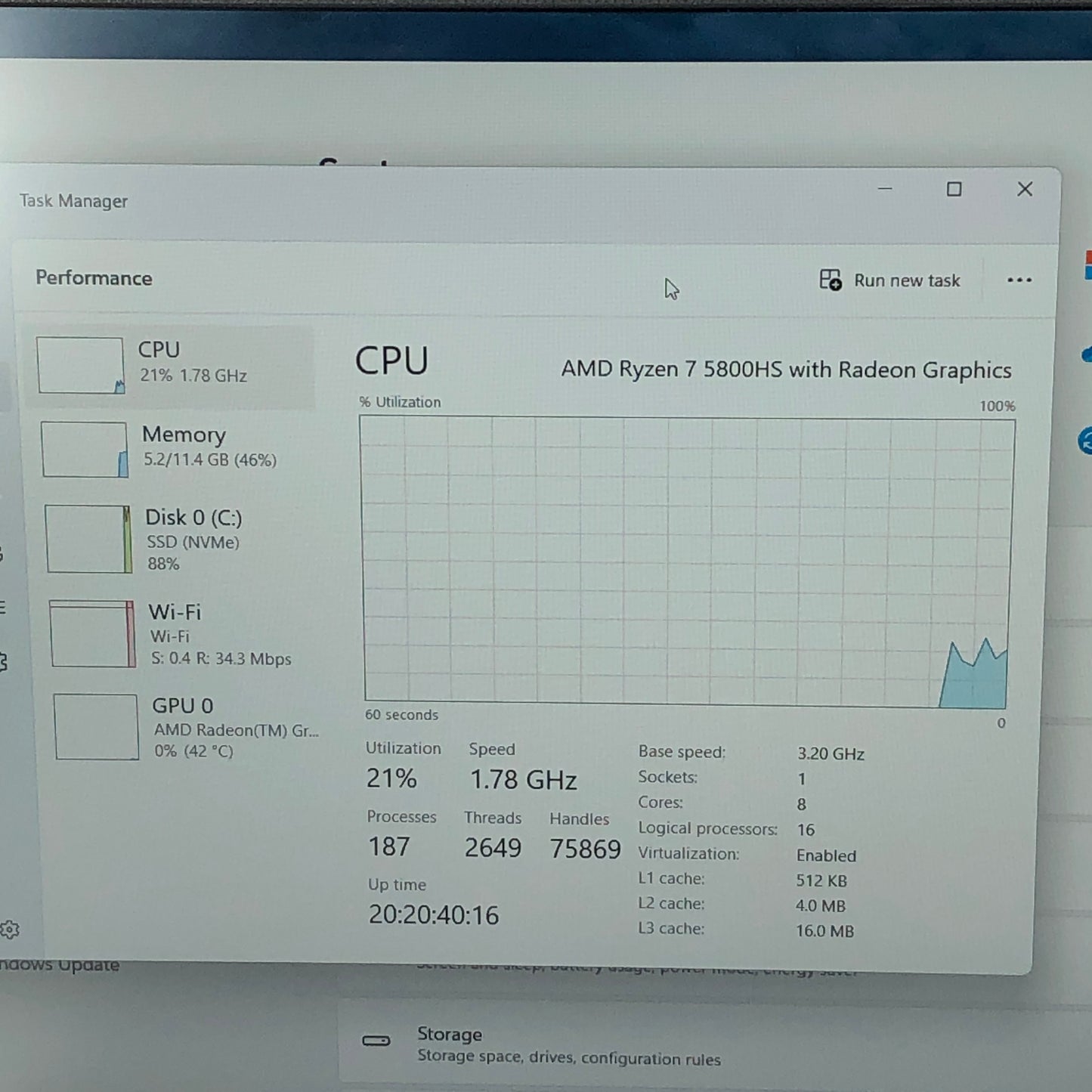 Asus Vivobook 16 M1603Q 16" Ryzen 7 5800HS 3.2GHz 12GB RAM 512GB SSD