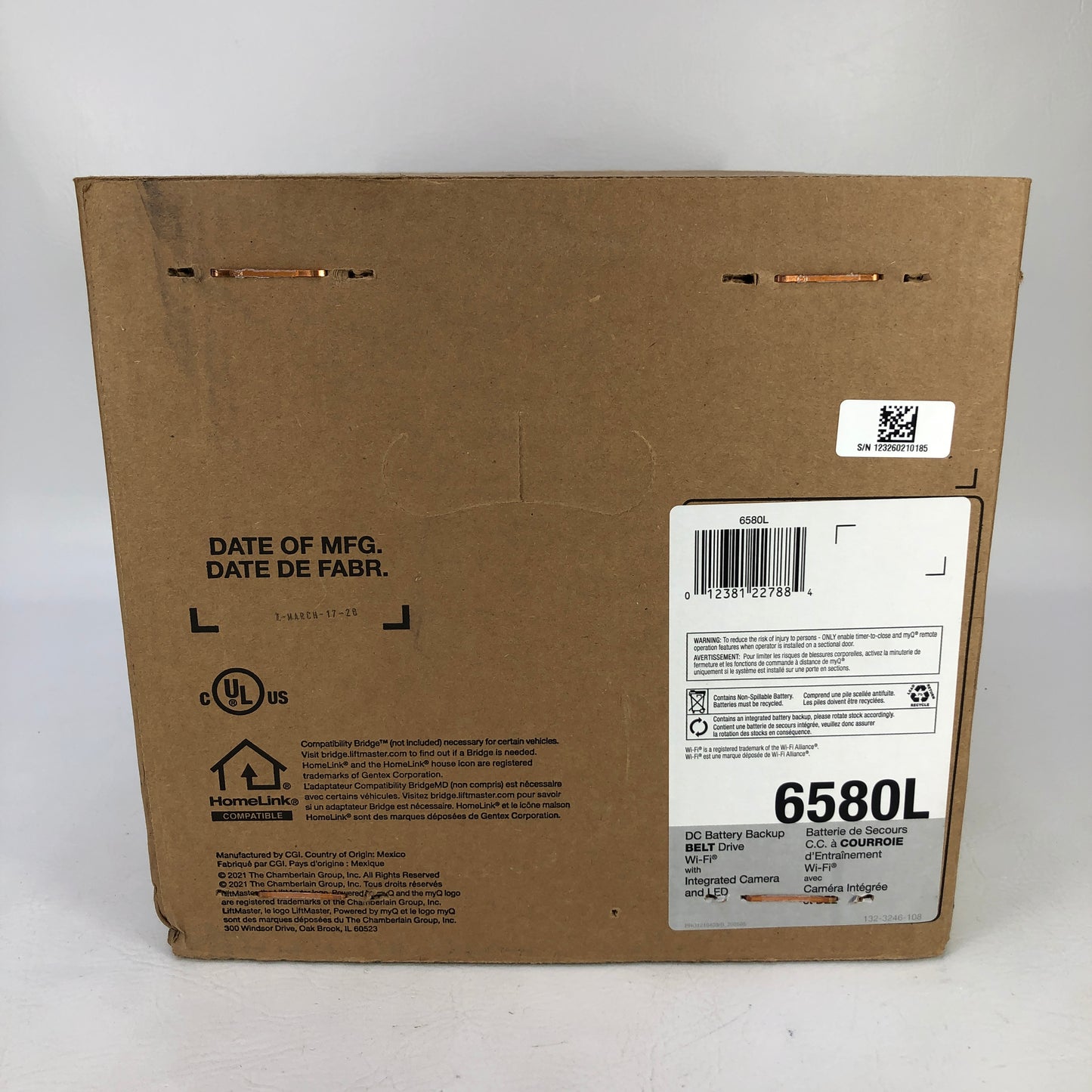 New Liftmaster 6580L 1HPs DC Belt Garage Door Opener w/ Camera & Battery