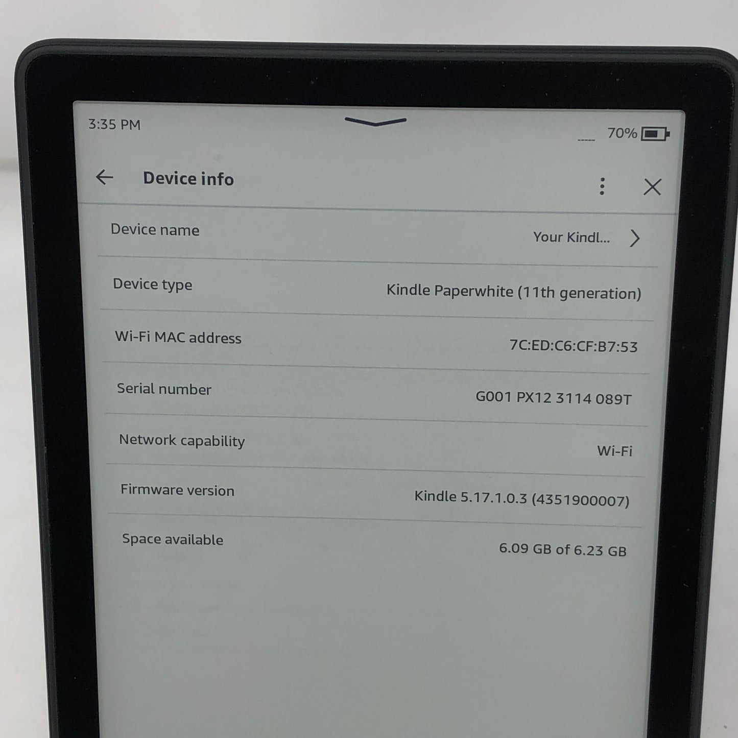 WiFi Only Amazon Kindle Paperwhite 11th Gen 8GB Black M2L3EK