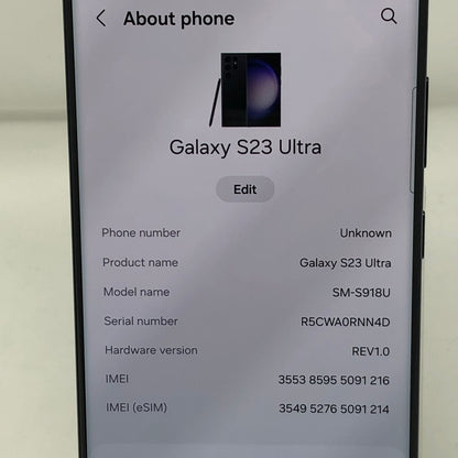Verizon Samsung Galaxy S23 Ultra 8GB RAM 256GB SM-S918U Phantom Black