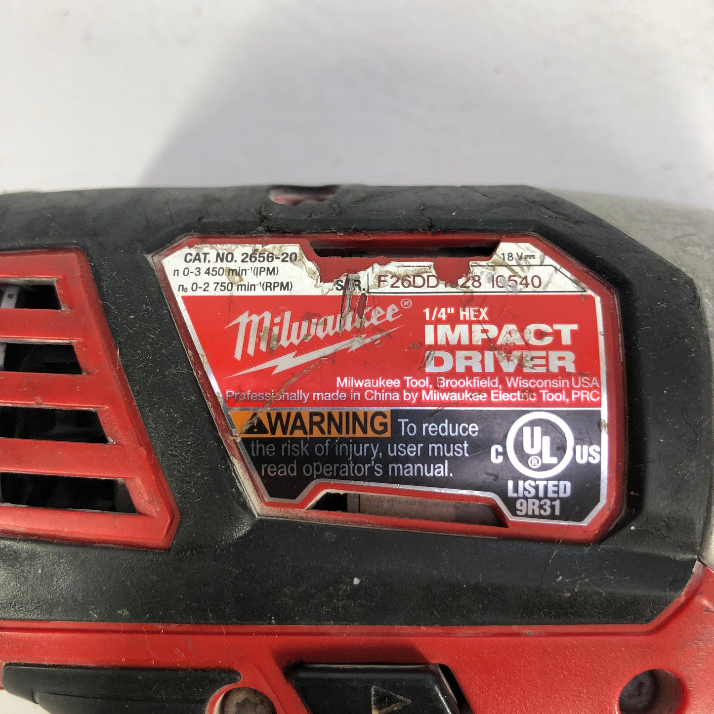 Milwaukee M18 1/4" Hex Impact Driver 2656-20 Cordless 18V Tool & CP2.0 Battery
