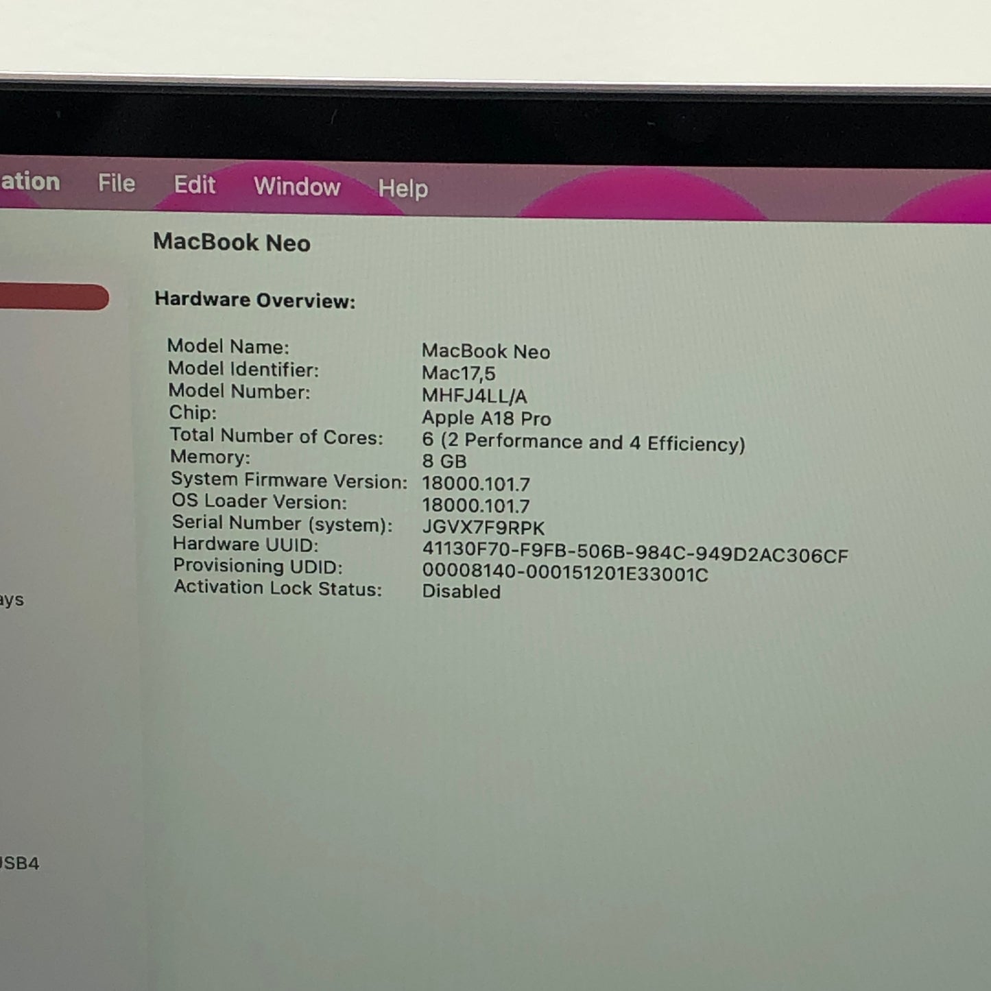 2026 Apple MacBook Neo 13" A18 Pro 5C GPU 4.0GHz 8GB RAM 512GB SSD MHFJ4LL/A