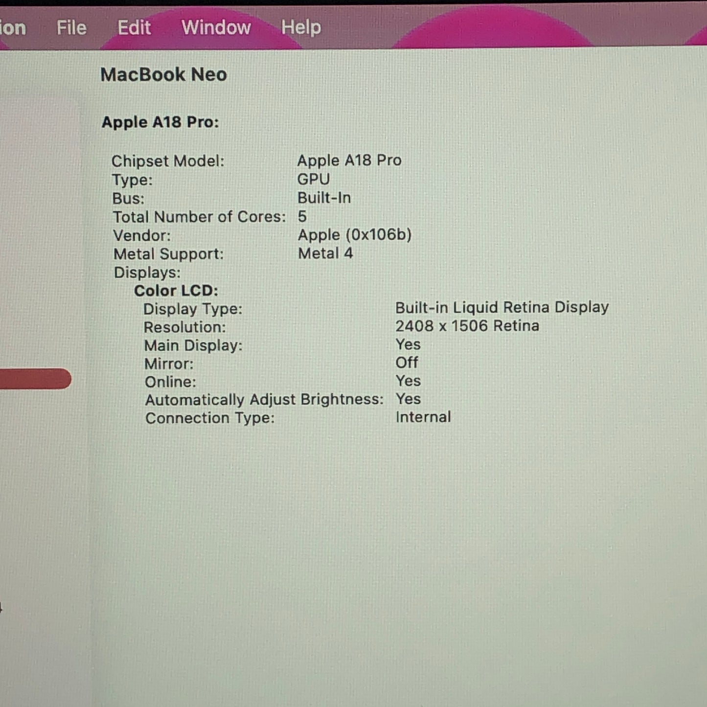 2026 Apple MacBook Neo 13" A18 Pro 5C GPU 4.0GHz 8GB RAM 512GB SSD MHFJ4LL/A