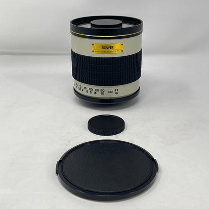 Bower 500mm f/6.3 Manual Telephoto Mirror Lens w/ Caps White/Gold Accent