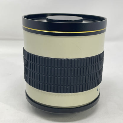 Bower 500mm f/6.3 Manual Telephoto Mirror Lens w/ Caps White/Gold Accent