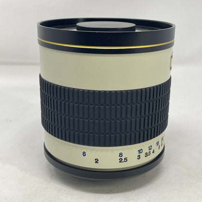 Bower 500mm f/6.3 Manual Telephoto Mirror Lens w/ Caps White/Gold Accent