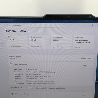 Lenovo Thinkcentre Neo 50A 24 Gen 5 24" i7-13620H 2.40GHz 8GB RAM 256GB SSD