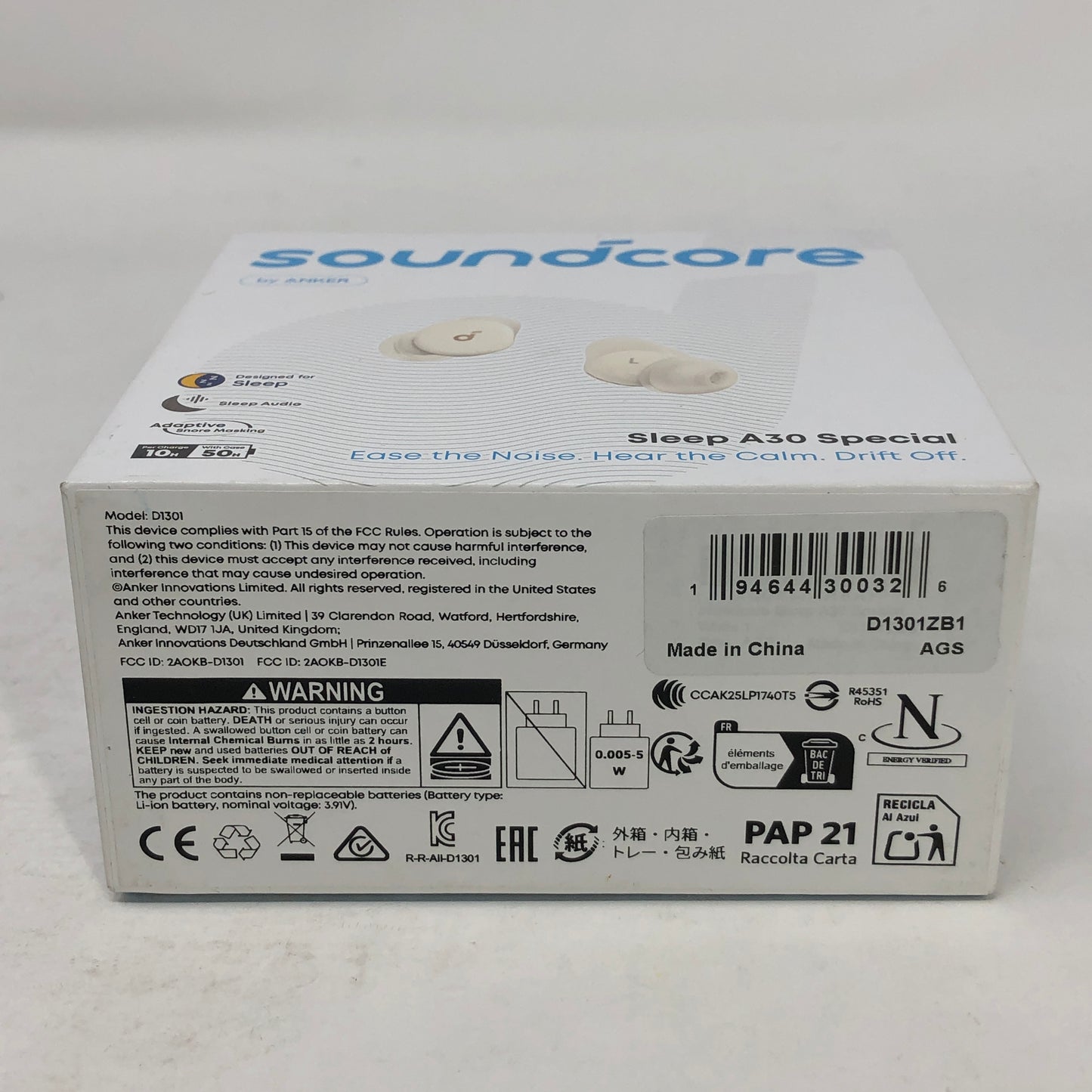 New Anker  D1301 Earbuds White D1301ZB1